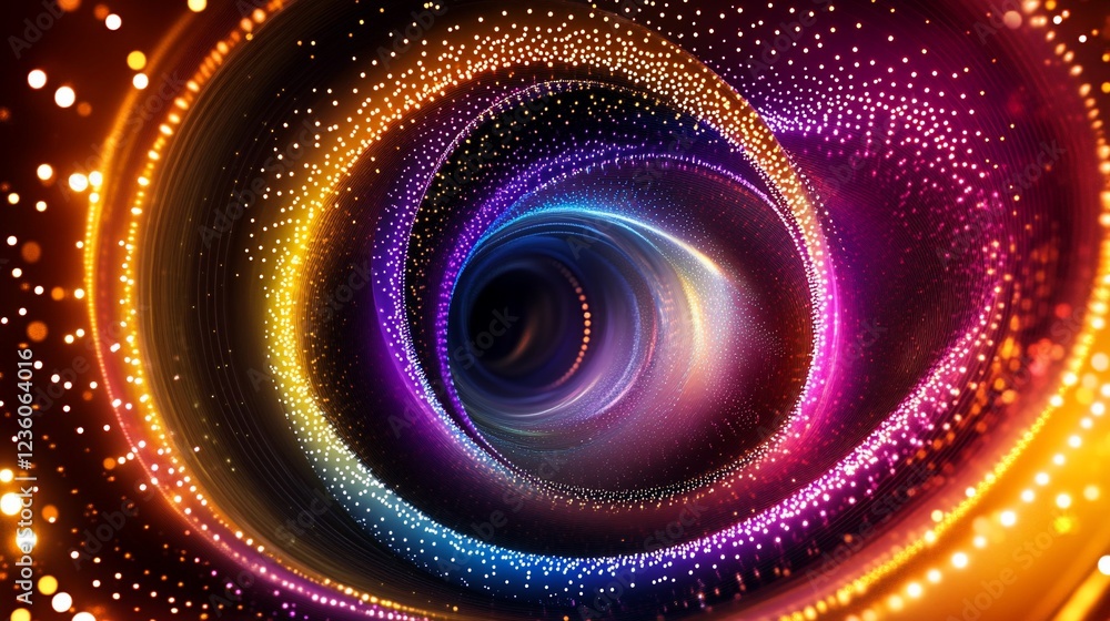 Abstract glowing spiral of dots and light, a mesmerizing digital art creation Abstract glowing spiral of dots and light, a mesmerizing digital art creation