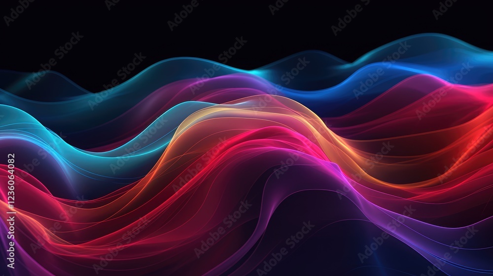 Obraz premium Vibrant Abstract Colorful Waves on Black Background