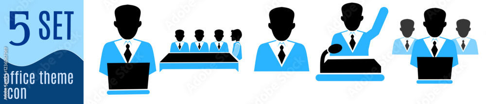 business people wearing suits, carrying bags and folders. Vector illustration designSet of upper body characters of business people. Vector design in blue monochrome with outline.