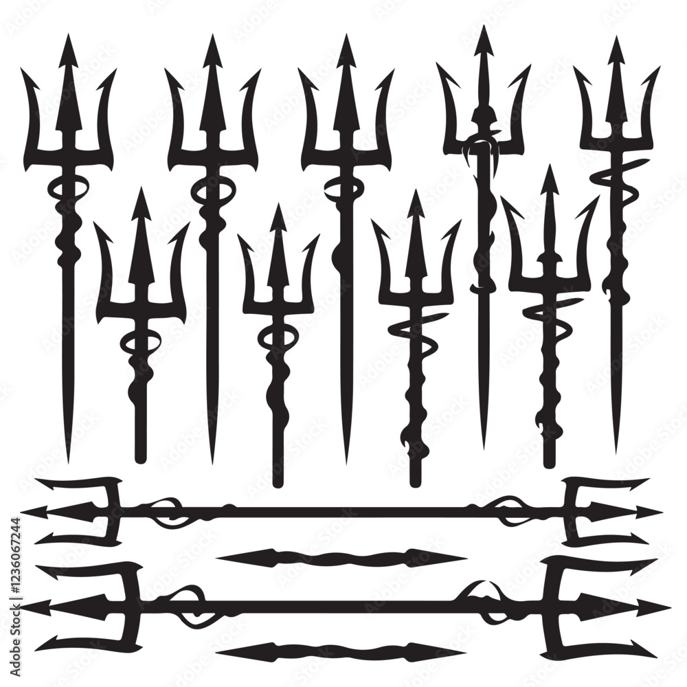 Trident Silhouette vector illustration Trident Silhouette vector illustration