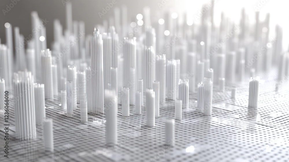 White city model, futuristic design, grid background, data visualization White city model, futuristic design, grid background, data visualization