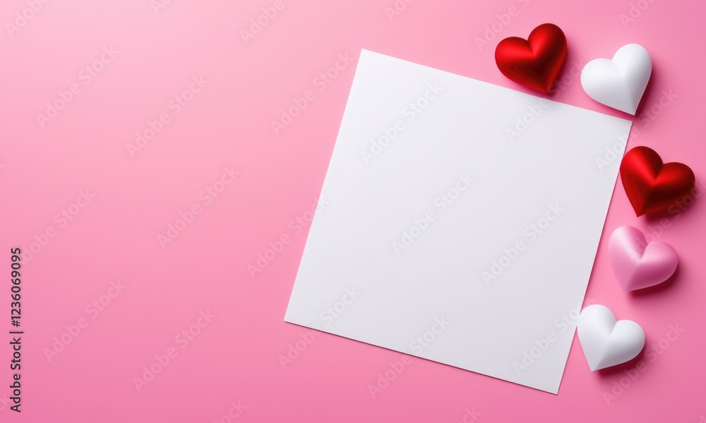 Blank card with hearts on pink background for valentine's day design Blank card with hearts on pink background for valentine's day design