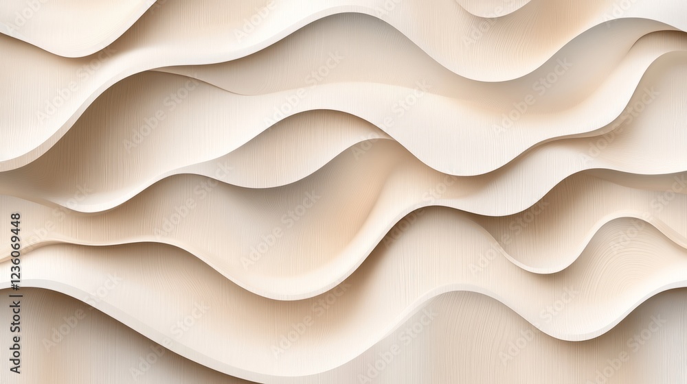 A seamless pattern of wooden abstract waves in light beige, adding depth and softness to interiors. A seamless pattern of wooden abstract waves in light beige, adding depth and softness to interiors.