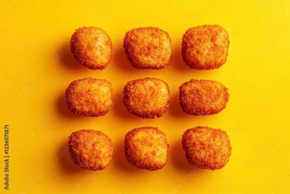 Crispy golden bites on a vibrant backdrop evoke hunger and joy during snack time or festive gatherings Crispy golden bites on a vibrant backdrop evoke hunger and joy during snack time or festive gatherings