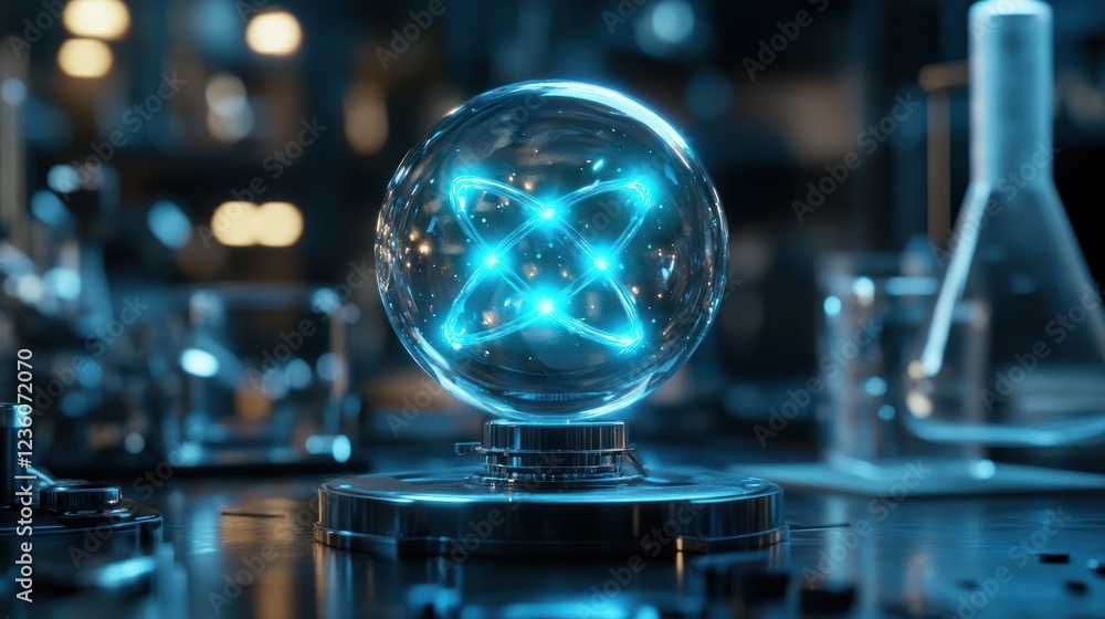 Lab atom energy glass sphere research science Lab atom energy glass sphere research science