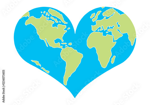 Planet Earth in the shape of a heart. Valentine's Day.