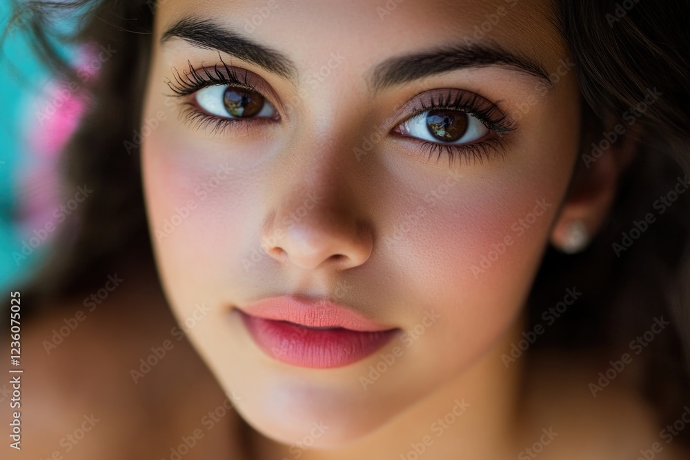 Portrait of a woman with long eyelashes, ideal for beauty or lifestyle images Portrait of a woman with long eyelashes, ideal for beauty or lifestyle images