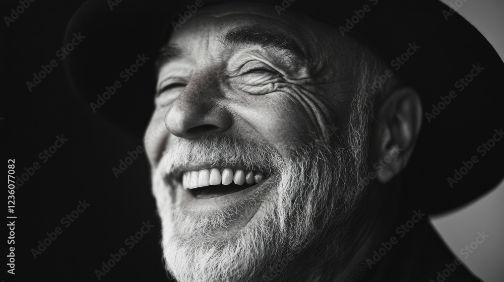 Obraz premium Gruff, Smiling Man in Hat