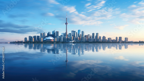Wallpaper Mural Reflective Modern City Skyline at Sunrise Torontodigital.ca