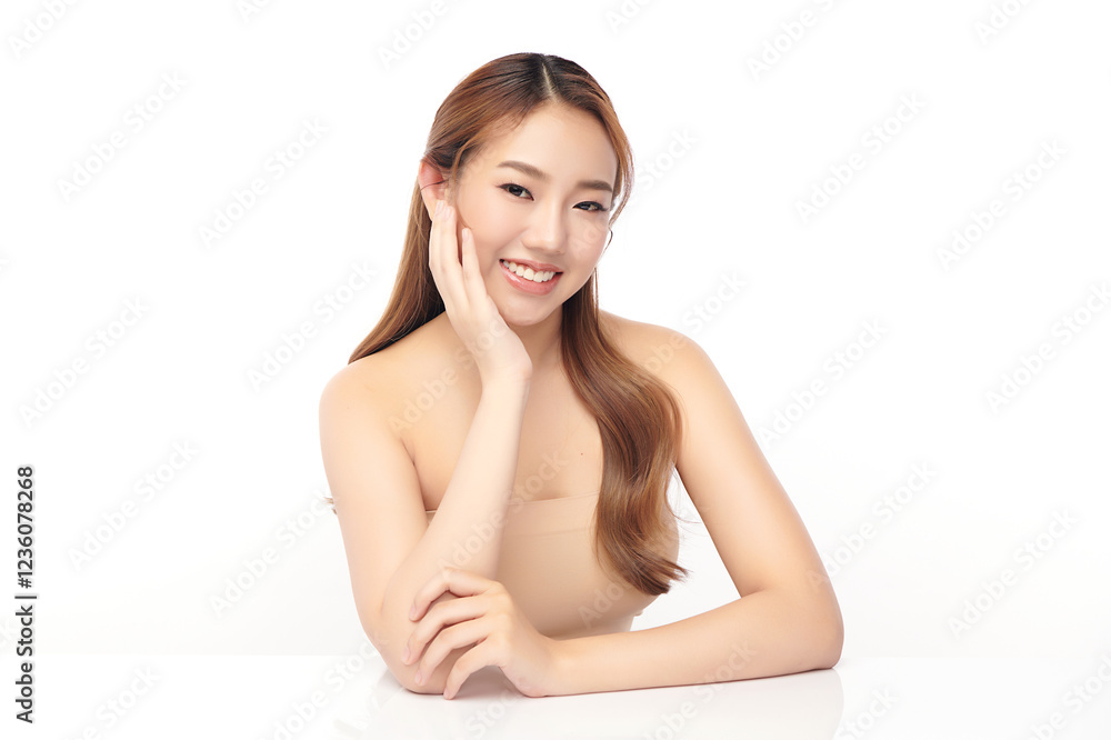Beautiful young asian woman with clean fresh skin on white background, Face care, Facial treatment, Cosmetology, beauty and spa, Asian women portrait. Beautiful young asian woman with clean fresh skin on white background, Face care, Facial treatment, Cosmetology, beauty and spa, Asian women portrait.