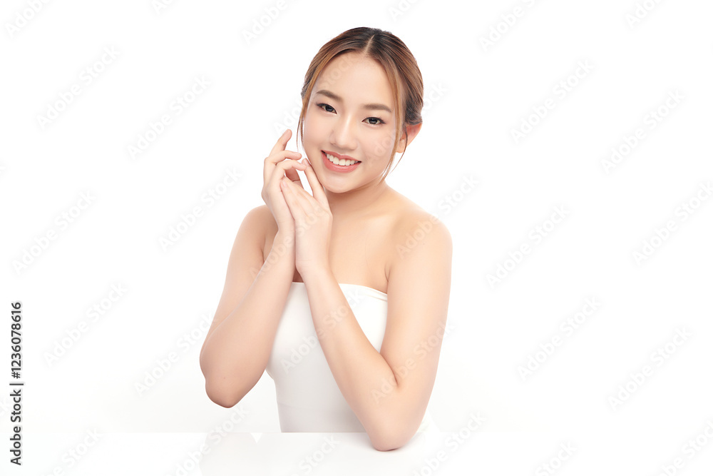 Beautiful young asian woman with clean fresh skin on white background, Face care, Facial treatment, Cosmetology, beauty and spa, Asian women portrait. Beautiful young asian woman with clean fresh skin on white background, Face care, Facial treatment, Cosmetology, beauty and spa, Asian women portrait.