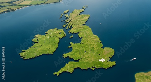 Aerial View of Uk Island Landscape Green Terrain
