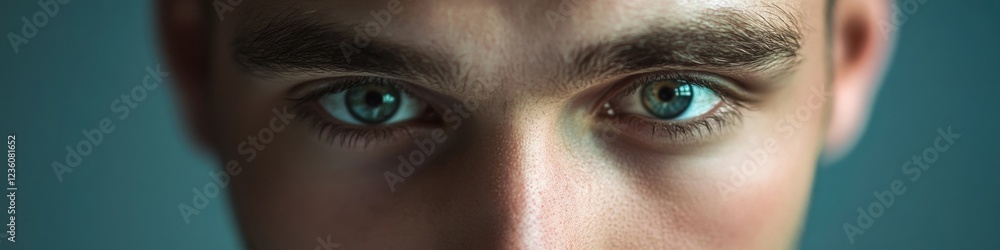 Fototapeta premium Portrait of a person with striking green eyes
