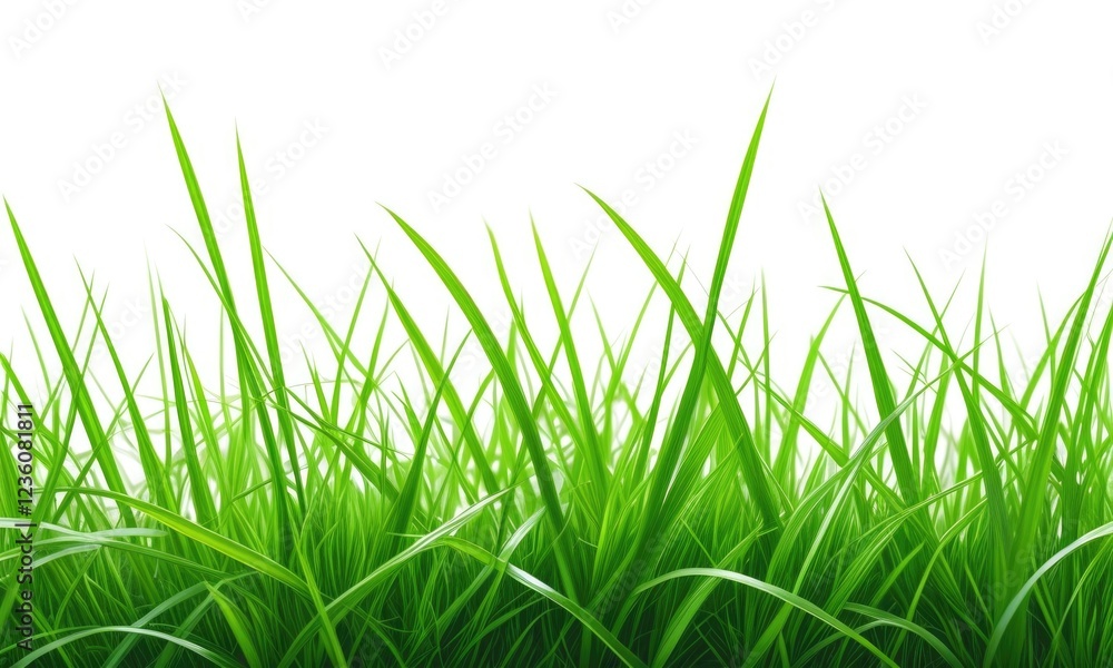 Obraz premium Lush green grass blades on a white background
