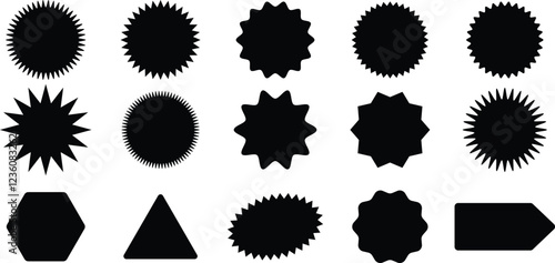 Zig-zag circle collection in black and red color. Wave zigzag dividers. Undulating zig zag round frame. Circle with sharp and rounded waves edge. Sale and big set of red zig-zag circle sticker
