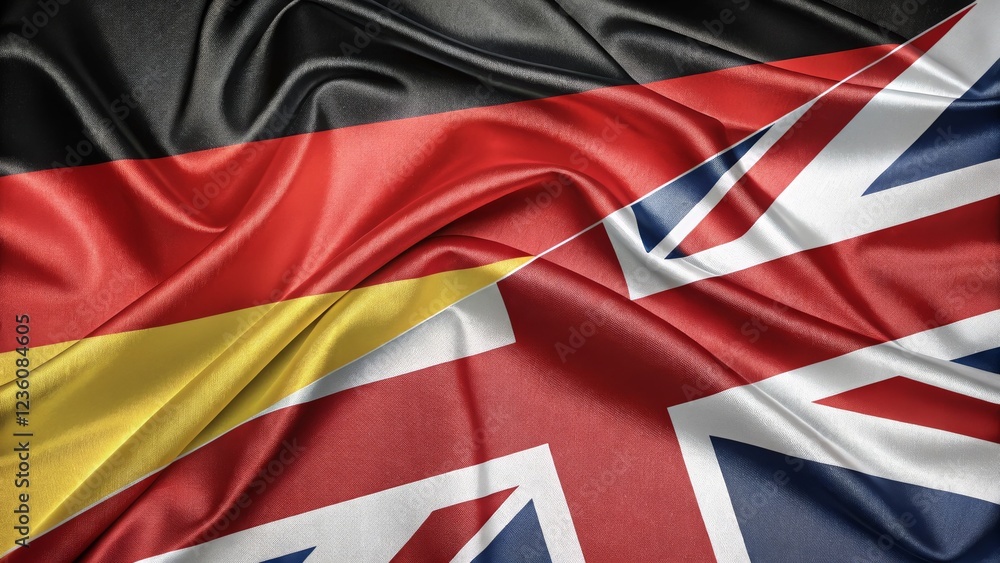 German and British Flags Intertwined Representing Unity and Collaboration German and British Flags Intertwined Representing Unity and Collaboration