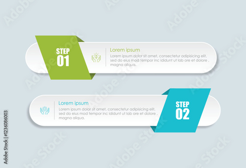 2 step process infographic template vector elements
