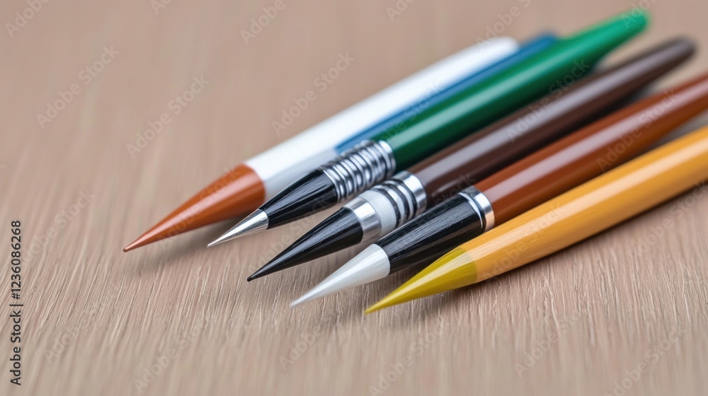 Colored Pencils on Wooden Surface Colored Pencils on Wooden Surface