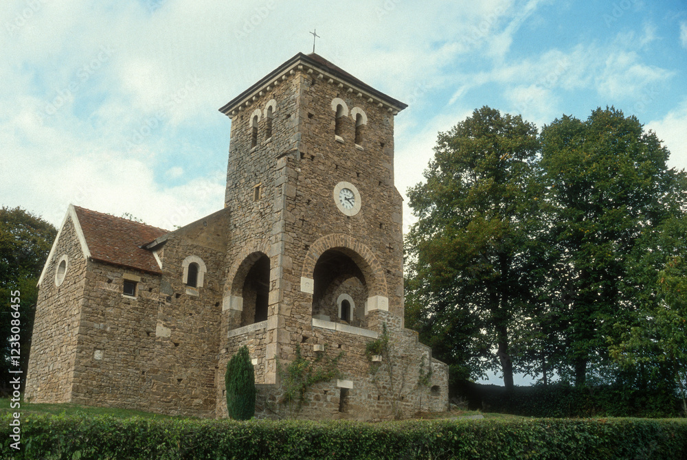 Naklejka premium Eglise, Buncey, Chateauneuf, 21, Cote d'Or, France