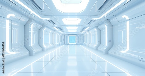 Modern Futuristic Spaceship Corridor Interior Design