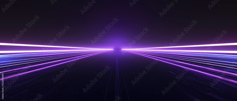 Fototapeta premium Futuristic Purple Neon Light Trails in Darkness
