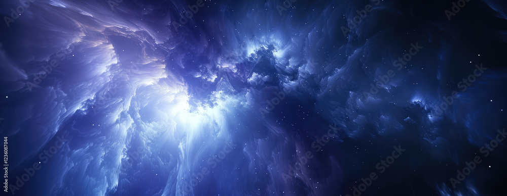 Fototapeta premium Mystical Blue Cosmic Nebula Background