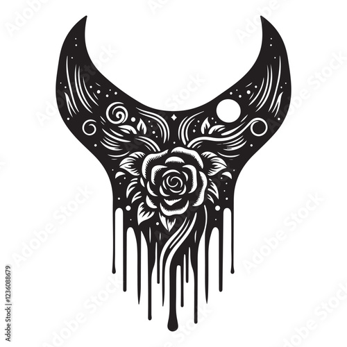 black silhouette neck tattoo design