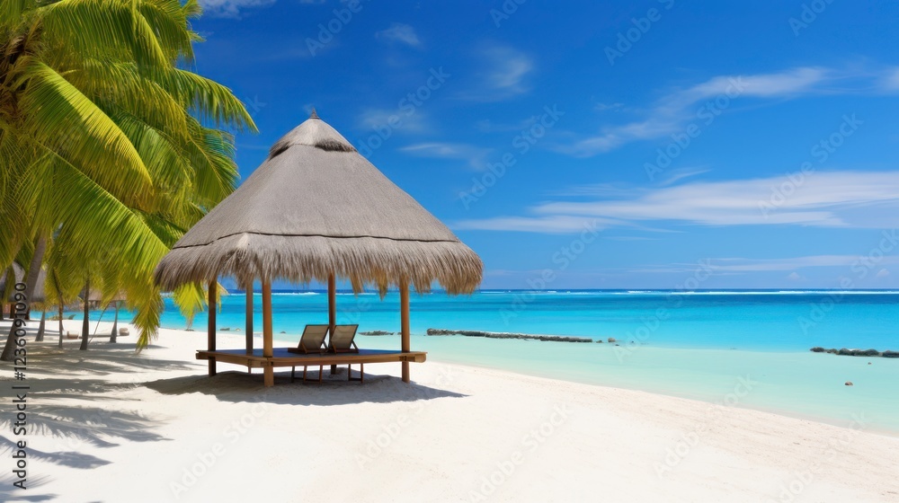 Tropical beach with few palm trees Tropical beach with few palm trees