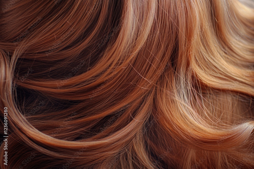 Naklejka premium A close-up view of a woman's long, flowing red hair