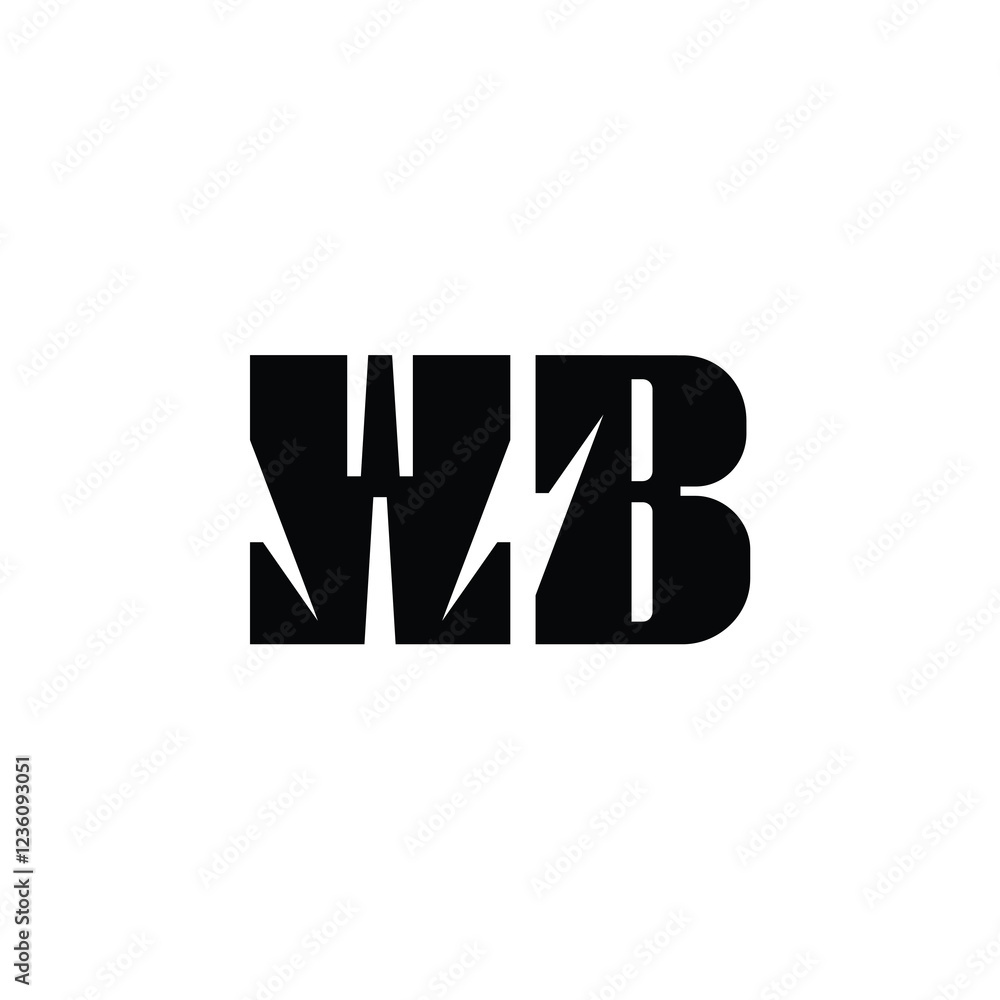 Obraz premium WB monogram logo design letter text name symbol monochrome logotype alphabet character simple logo