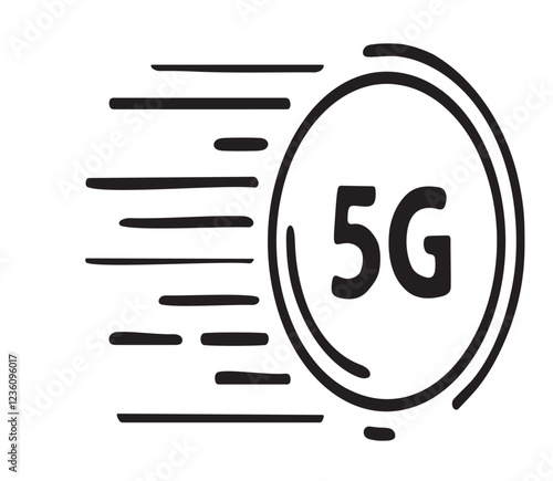 5G network symbol with high-speed motion blur effect