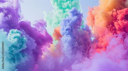 Vibrant Abstract Colorful Smoke Clouds Background