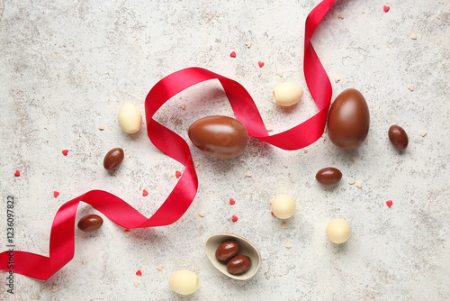 Sweet chocolate eggs and re...