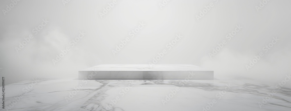 Obraz premium Minimalist Marble Platform with Misty Backdrop