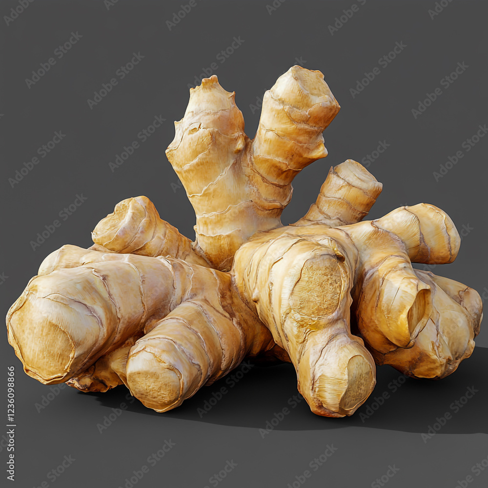 Fresh Brown Ginger on Transparent Background