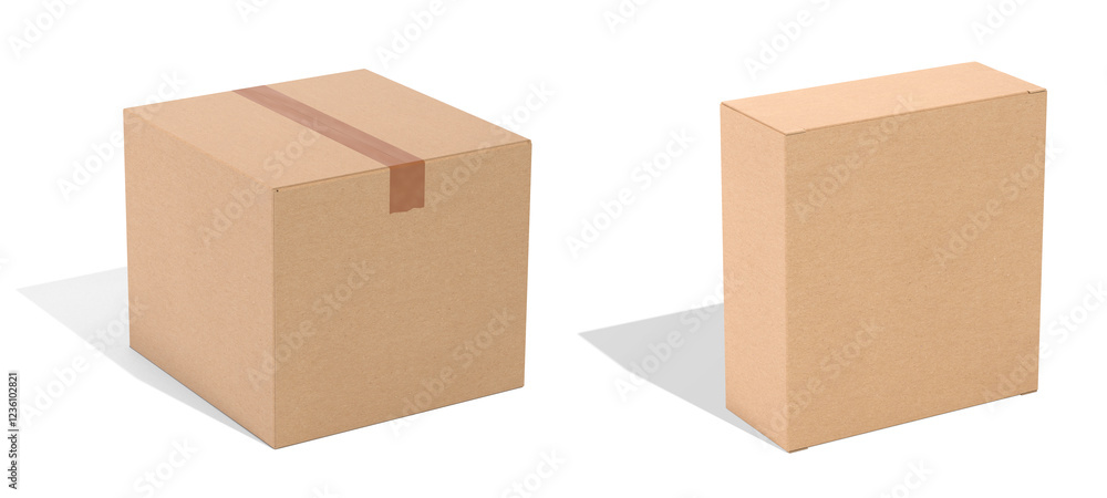 Brown Paper mailing box Cardboard box isolated on white background Brown Paper mailing box Cardboard box isolated on white background