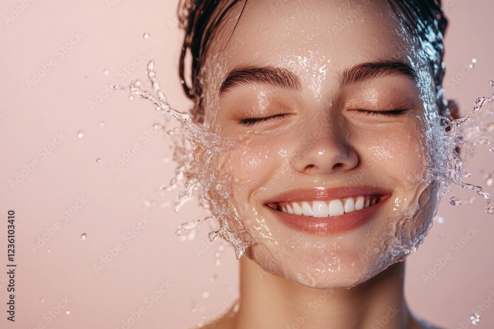 Close-up shot of a person with water dripping from their face, ideal for use in scenes where someone has just taken a shower or been caught in the rain Close-up shot of a person with water dripping from their face, ideal for use in scenes where someone has just taken a shower or been caught in the rain
