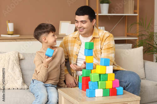 Little boy and his father p...