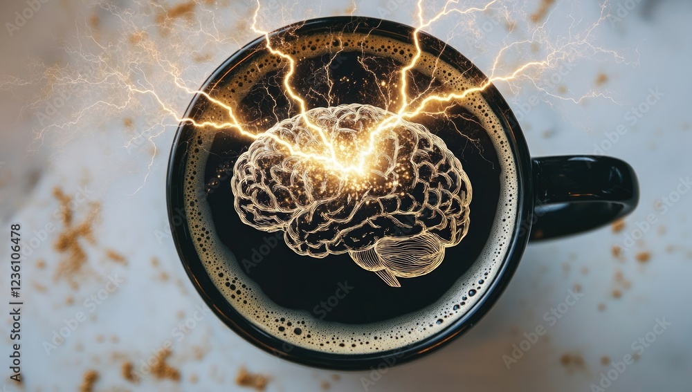 Naklejka premium Energizing Mind: Coffee and Brainpower Fusion