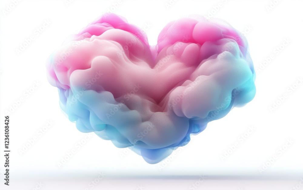 Heart crafted from soft pastel clouds for Saint Valentines Day and 8 March Womens Day isolated on a white background Heart crafted from soft pastel clouds for Saint Valentines Day and 8 March Womens Day isolated on a white background
