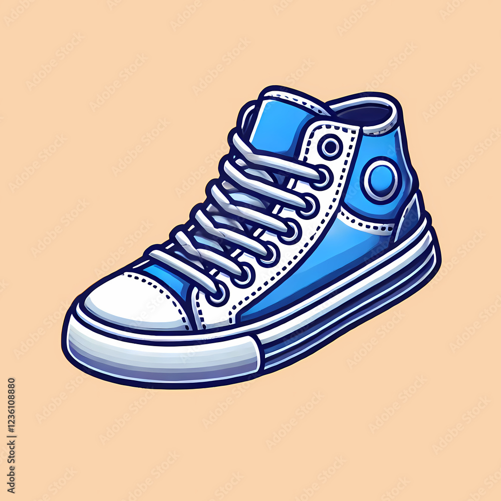 shoe isolated on white background White & Blue sneaker - For t-shirts designs and More shoe isolated on white background White & Blue sneaker - For t-shirts designs and More