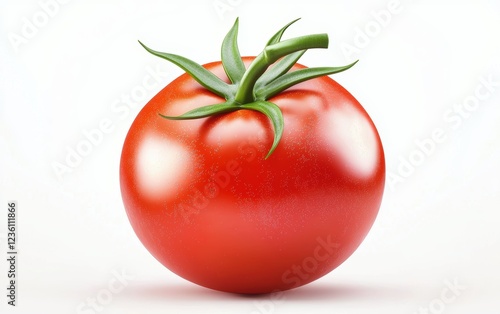 Wallpaper Mural Juicy red tomato with a green stem isolated on a white background Torontodigital.ca