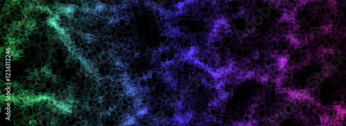 Abstract vector technology colors wave top view with moving dots and lines. AI in virtual reality on digital background. Wireframe texture. Dynamic network connection data analysis.