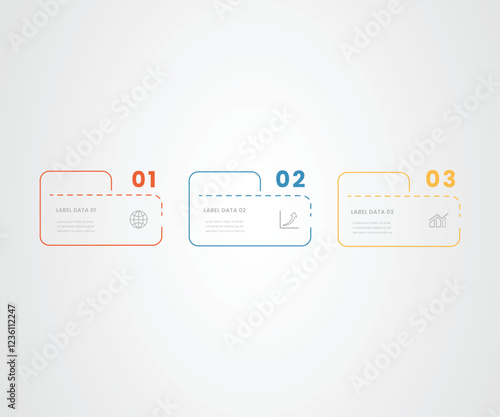 3 part business infograph square style thin line