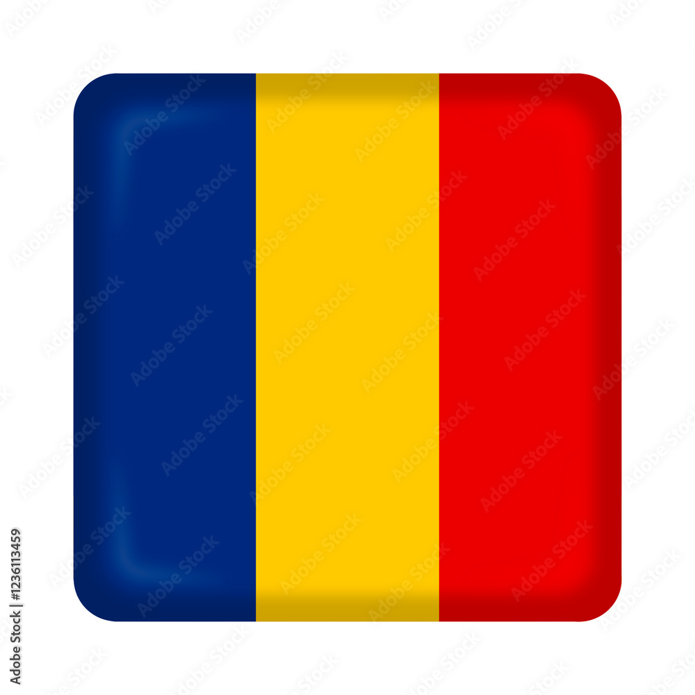 Fototapeta premium Romania flag cube pin and badge