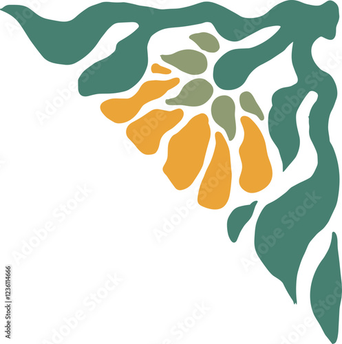 stylized floral illustration with orange flowers