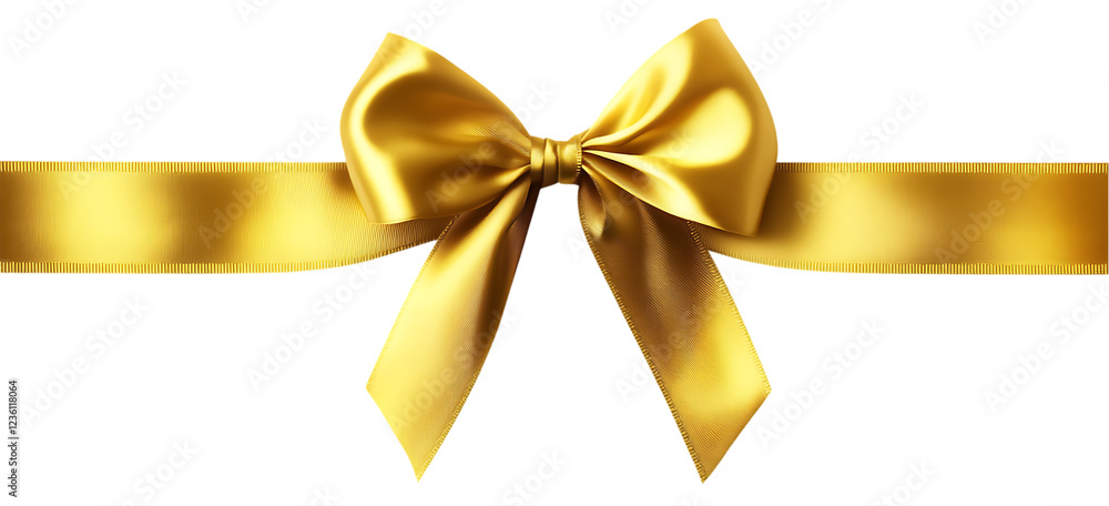 Golden ribbon with bow isolated on transparent background Golden ribbon with bow isolated on transparent background