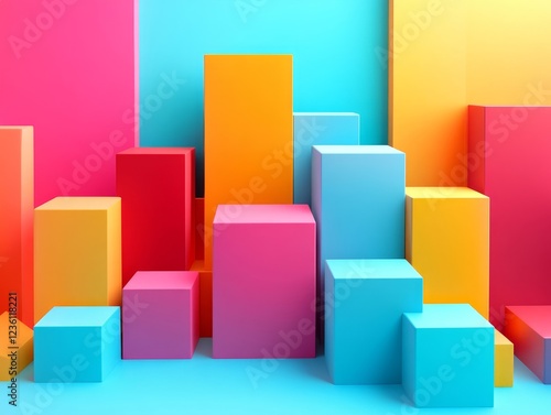 Abstract minimalist cubes, geometric design, 3d render, Generative AI