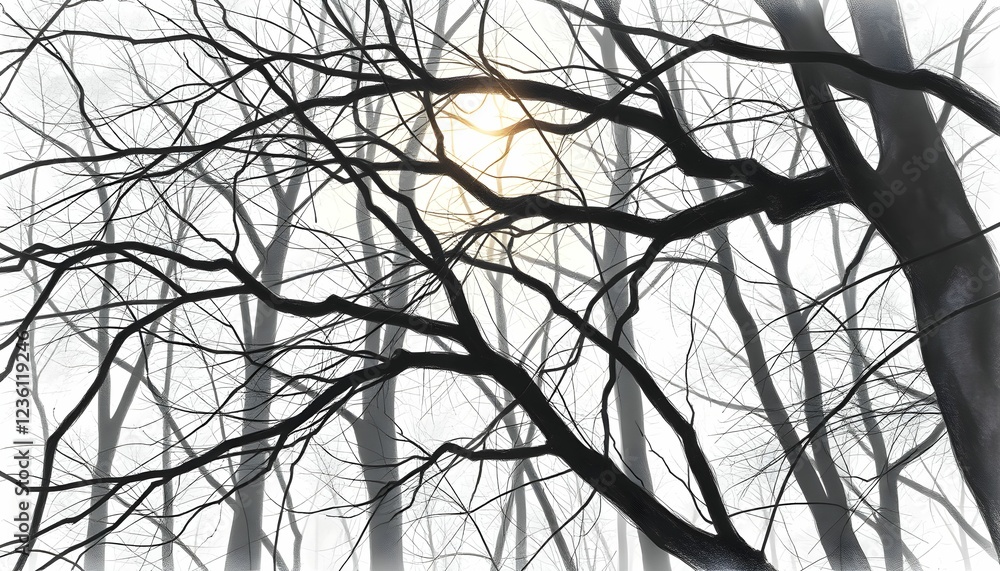 Sunlit Branches in Winter Woods: A Study in Light and Shadow Sunlit Branches in Winter Woods: A Study in Light and Shadow