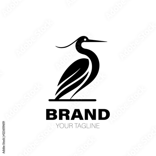 Heron Logo. Heron Logo Design. Heron Logo Brand. Heron Logo Vector Design Isolated on White Background